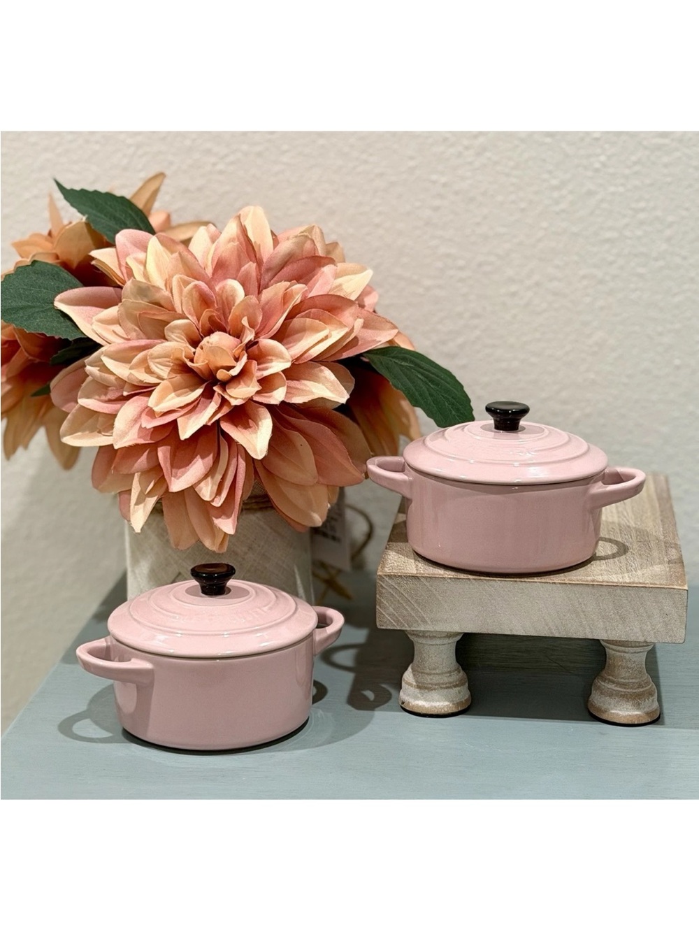 2Le Creuset Mini Round Cocotte 10cm
BK Chiffon Pink Stoneware Casserole
Dish